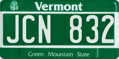 VT license plate JCN832