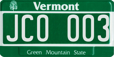 VT license plate JCO003