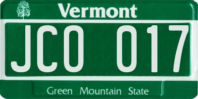 VT license plate JCO017
