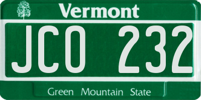 VT license plate JCO232
