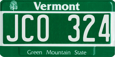 VT license plate JCO324