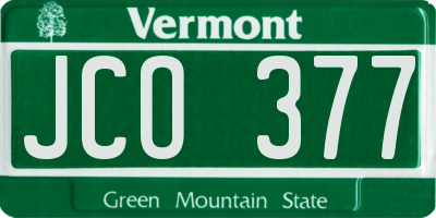 VT license plate JCO377