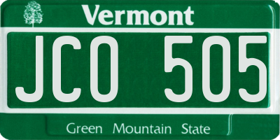VT license plate JCO505
