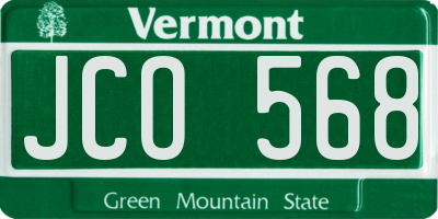VT license plate JCO568