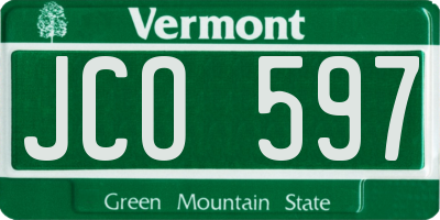 VT license plate JCO597