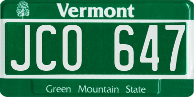 VT license plate JCO647