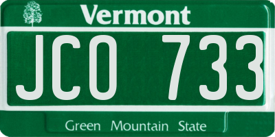 VT license plate JCO733