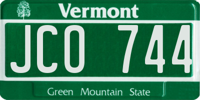 VT license plate JCO744