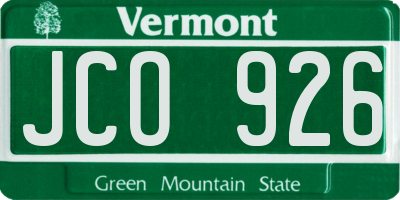 VT license plate JCO926