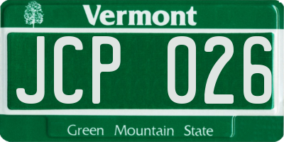 VT license plate JCP026