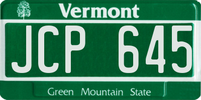 VT license plate JCP645