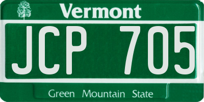 VT license plate JCP705