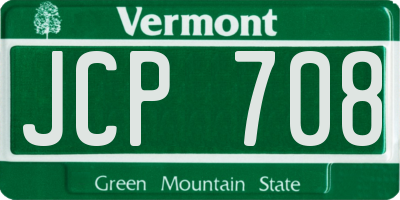 VT license plate JCP708