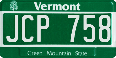 VT license plate JCP758