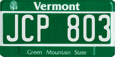 VT license plate JCP803