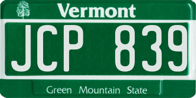 VT license plate JCP839