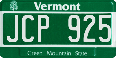 VT license plate JCP925