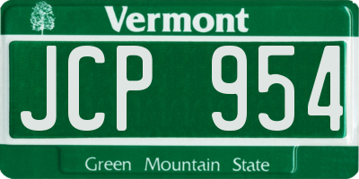 VT license plate JCP954