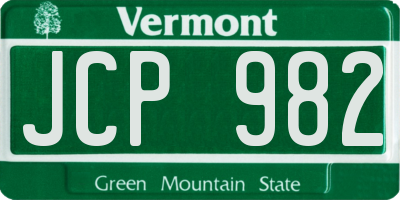 VT license plate JCP982