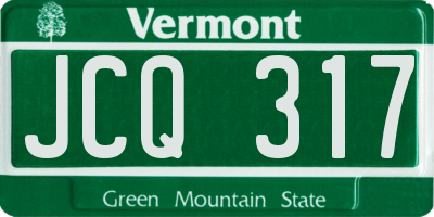 VT license plate JCQ317