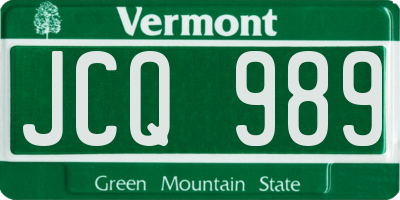 VT license plate JCQ989