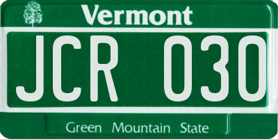VT license plate JCR030