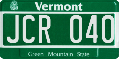 VT license plate JCR040