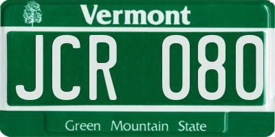 VT license plate JCR080
