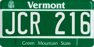 VT license plate JCR216