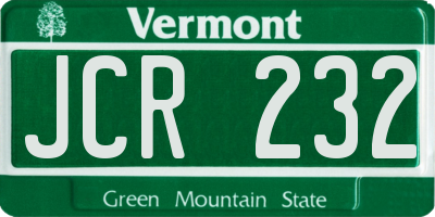 VT license plate JCR232