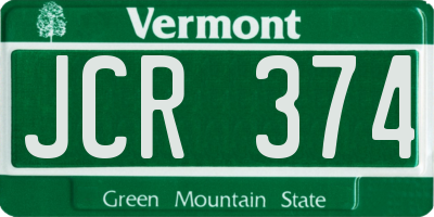 VT license plate JCR374