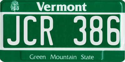 VT license plate JCR386
