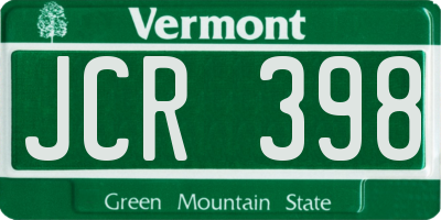 VT license plate JCR398
