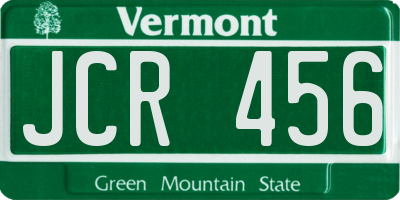 VT license plate JCR456