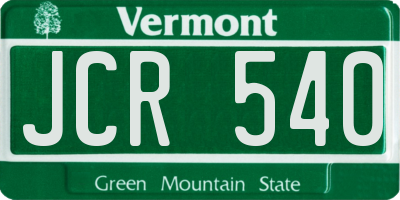 VT license plate JCR540