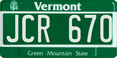 VT license plate JCR670