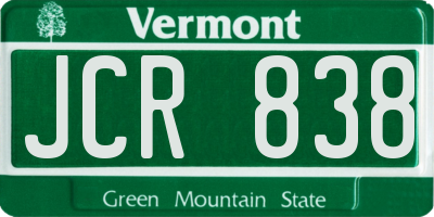 VT license plate JCR838