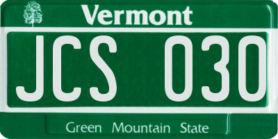 VT license plate JCS030