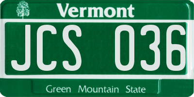 VT license plate JCS036