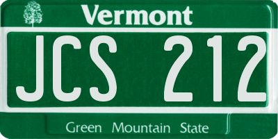 VT license plate JCS212