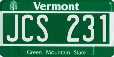 VT license plate JCS231