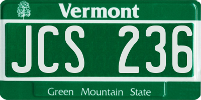 VT license plate JCS236
