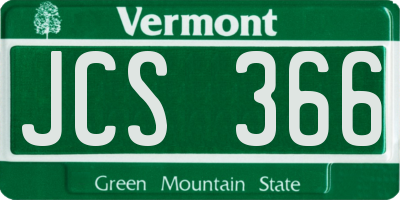 VT license plate JCS366