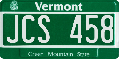 VT license plate JCS458