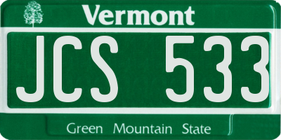 VT license plate JCS533