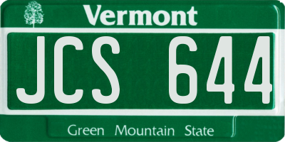 VT license plate JCS644