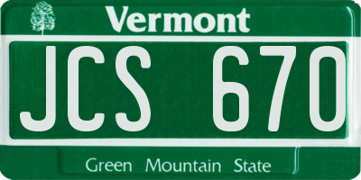 VT license plate JCS670