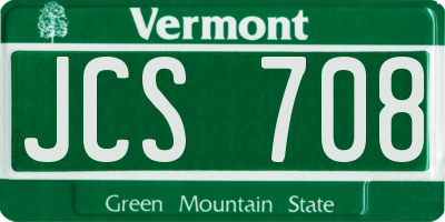 VT license plate JCS708