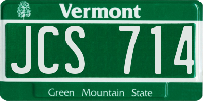 VT license plate JCS714