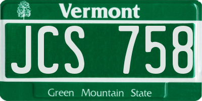 VT license plate JCS758